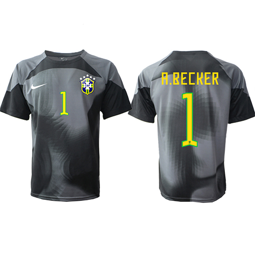 Billige Brasilien Alisson Becker #1 Målmand Hjemmebane Fodboldtrøjer VM 2022 Kortærmet